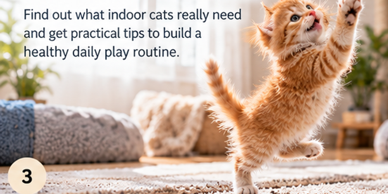 Indoor cat playing actively with a teaser toy during a short play session